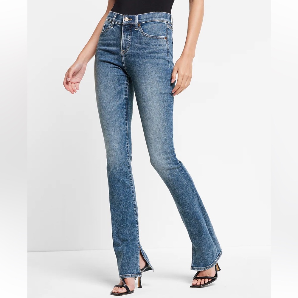 Express High-Rise Slim Bootcut Jeans in Medium Blue Wash